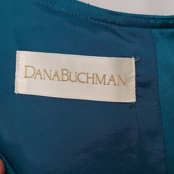 NWT! Dana Buchman Faux Silk Turquoise Teal Blue Button Back Crop Tank Blouse Top - Picture 4 of 9